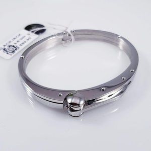 BLACKJACK Polished St Steel Bangle Bracelet NWT